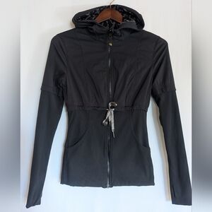 Lululemon 4 Double Sided Black Hooded Jacket Full Zip Reversible Top